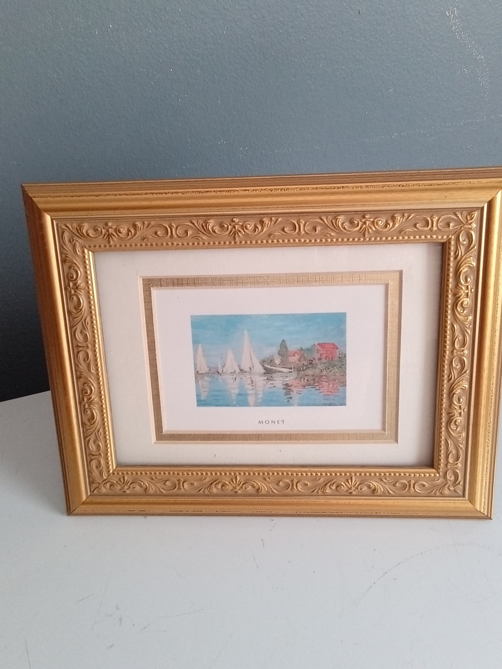 Claude Monet Sailboats Impressionist Art Print Ornate Gold Frame 8x10